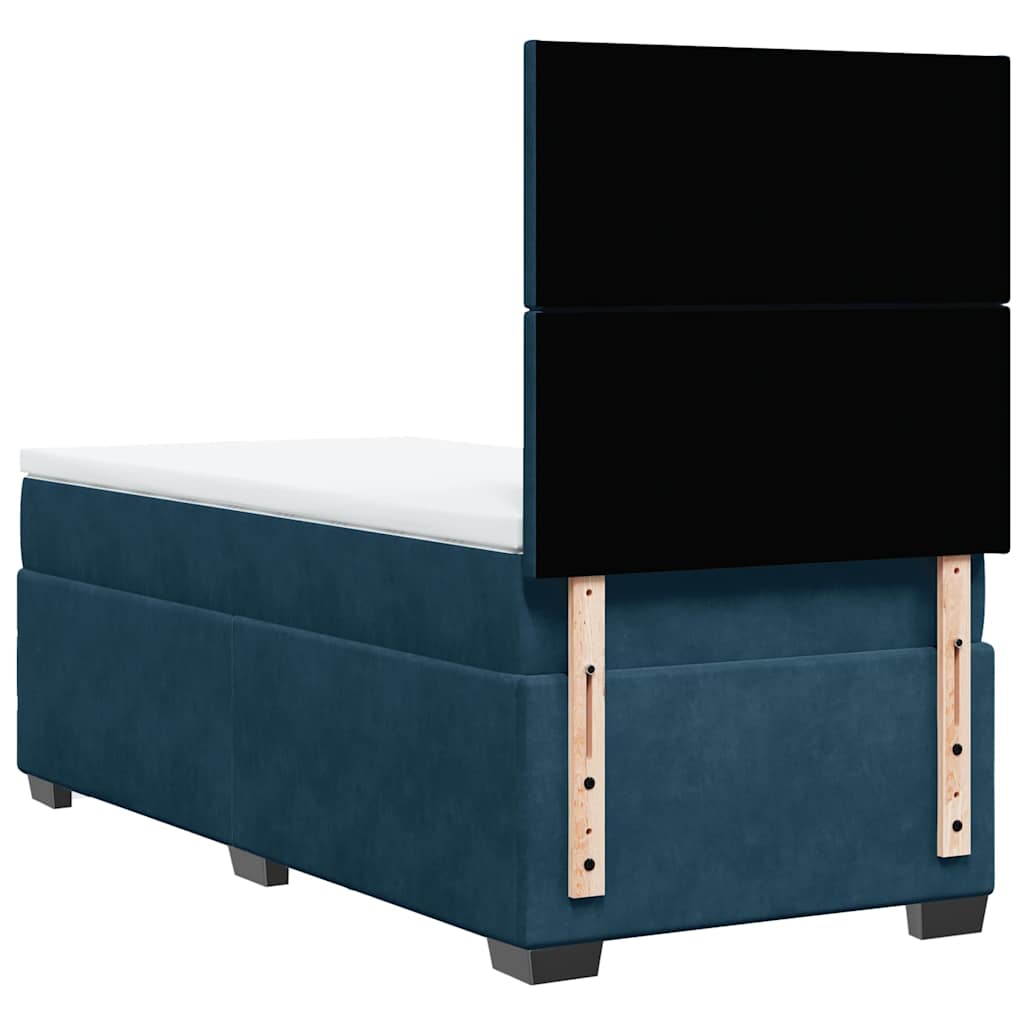 Box Spring Bed with Mattress Blue 90 x 200 cm Velvet