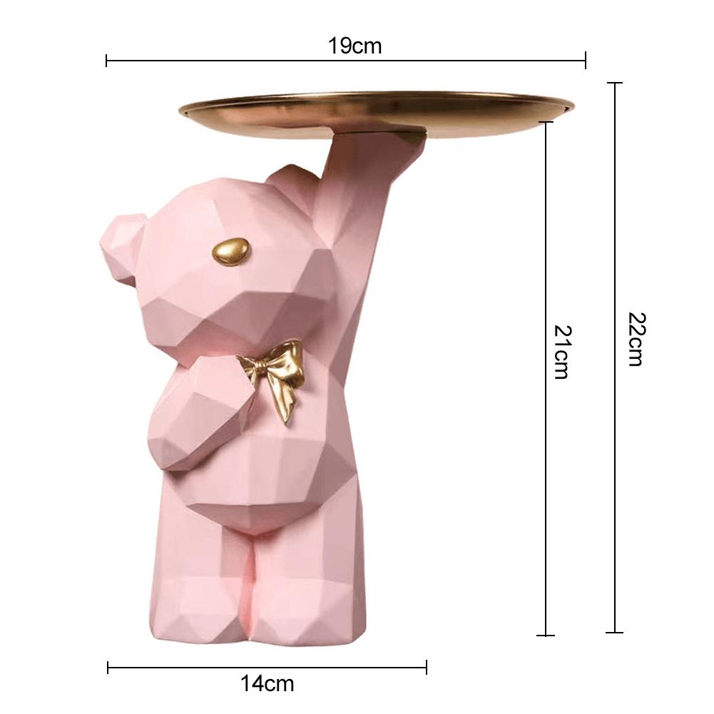 Resin Geometric Bear Storage Tray Lovely Nordic Bear Sculptures Keys Jewelry Lipstick Holder Home Table Statue Decorations