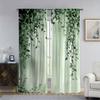 Hanging Vine Leaf Watercolor Pattern Curtains, Rod Pocket Design for Bedroom and Living Room