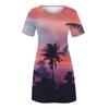 Summer Beach Dresses For Women Round Neck Printed Short Sleeve Dress