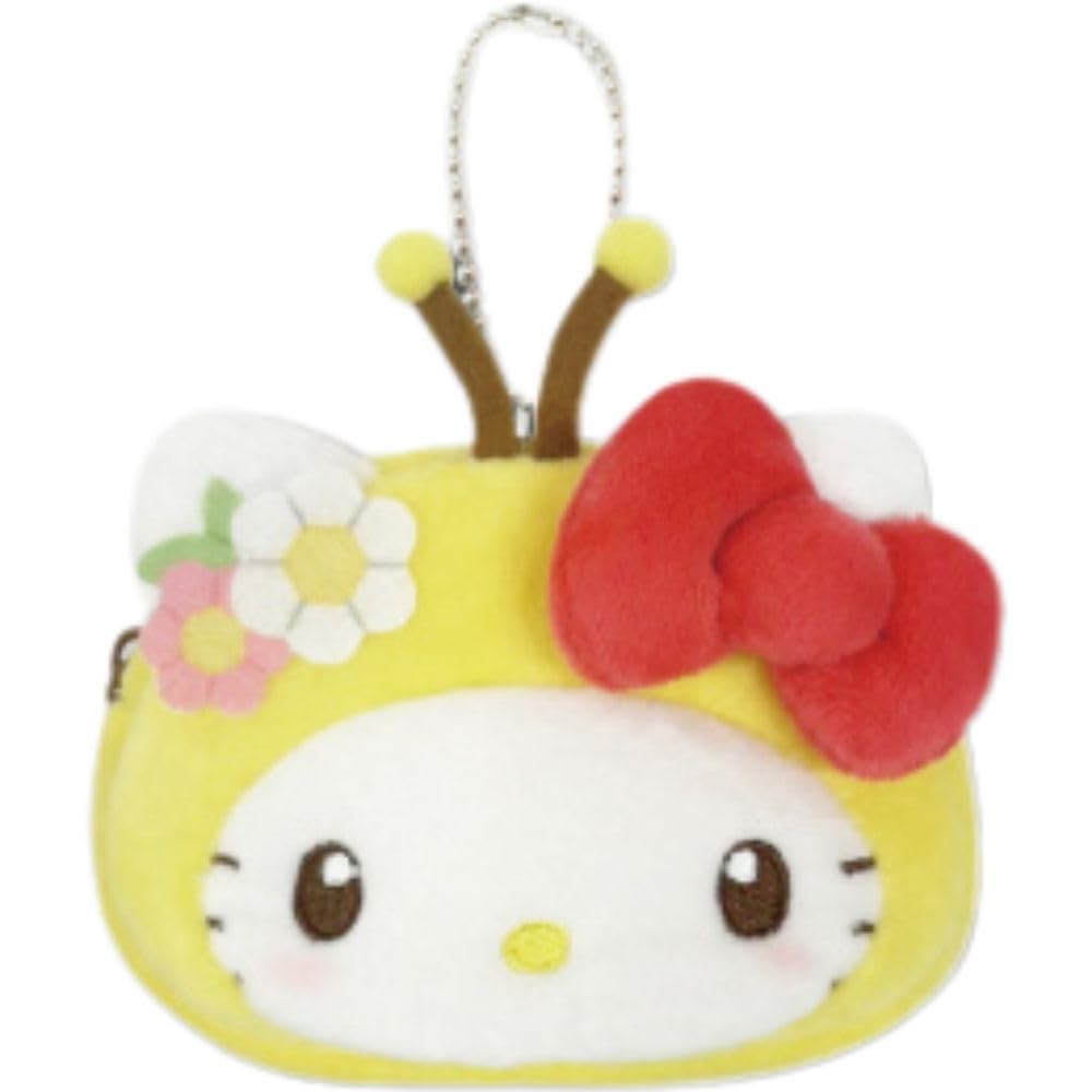 Hatayama Shoji Sanrio Mini Face Honeybee Hello H8 x W12 x 63203283 Pouch, Kitty, Approx. D2cm,