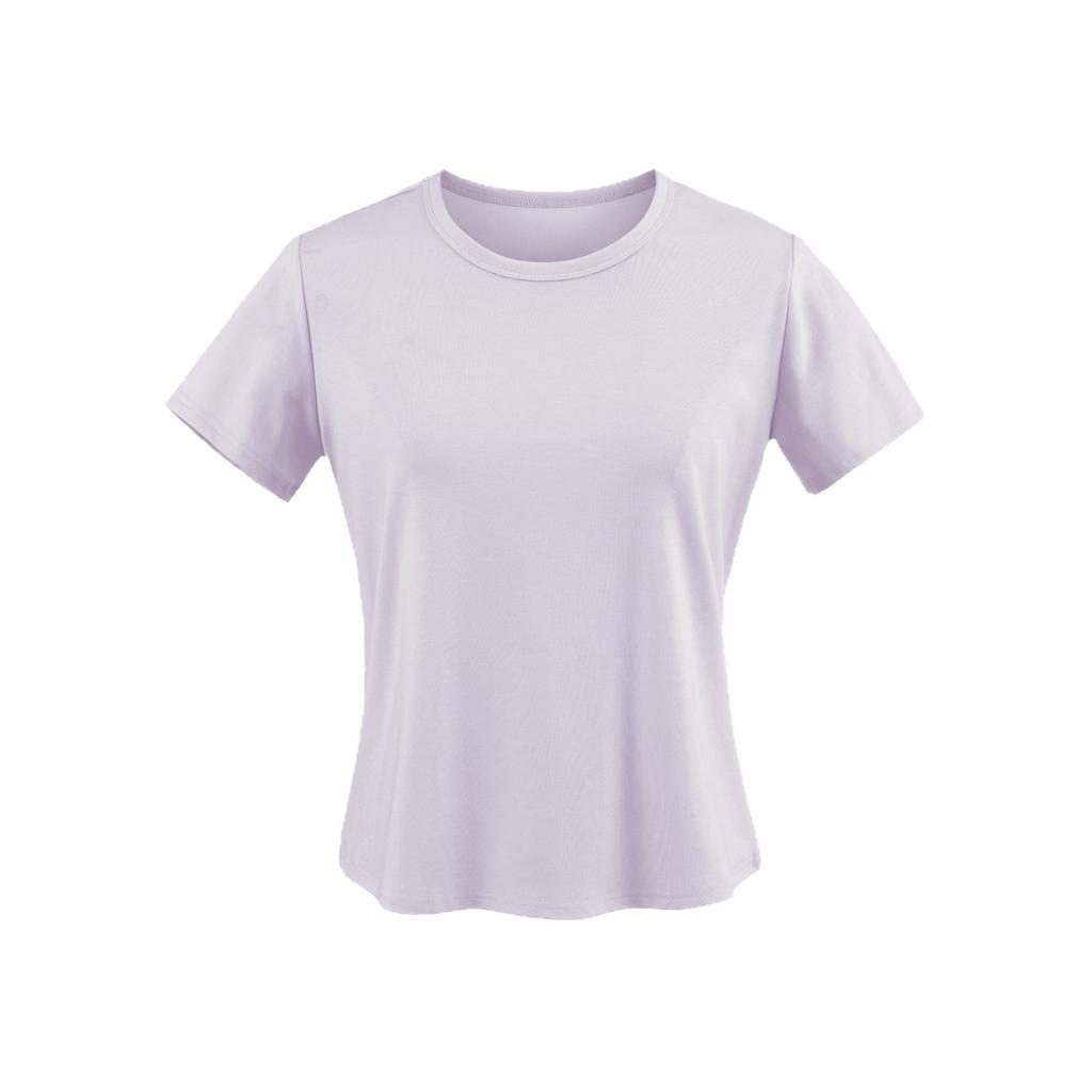 Crew Neck Short-sleeved T-shirt Women's Summer New American Casual Solid Color Slim-fitting and Thin Bottoming Shirt Sports Top