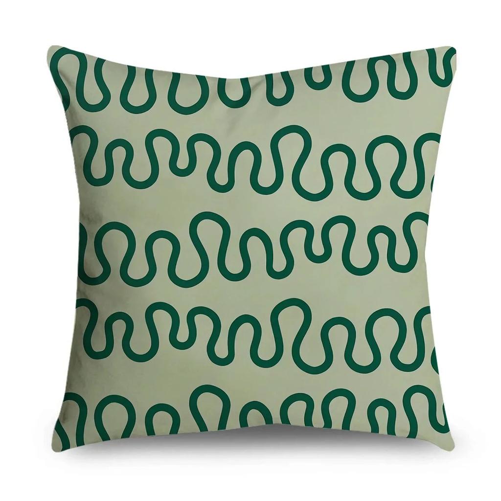 Green Pattern Decorative Throw Pillow Cover With Short Plush Print For Living Room Sofa Decoration Cushion Cover Pillow Covers