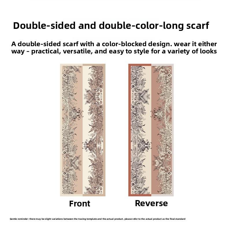 High-end Double-sided Botanical Print Sunscreen Scarf - Women's Trendy, Versatile Shawl