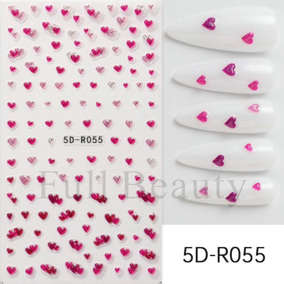 Nail Art Stickers Romantic Valentine's Day Mini Colorful Heart Embossed Three-dimensional Adhesive Nail Stickers