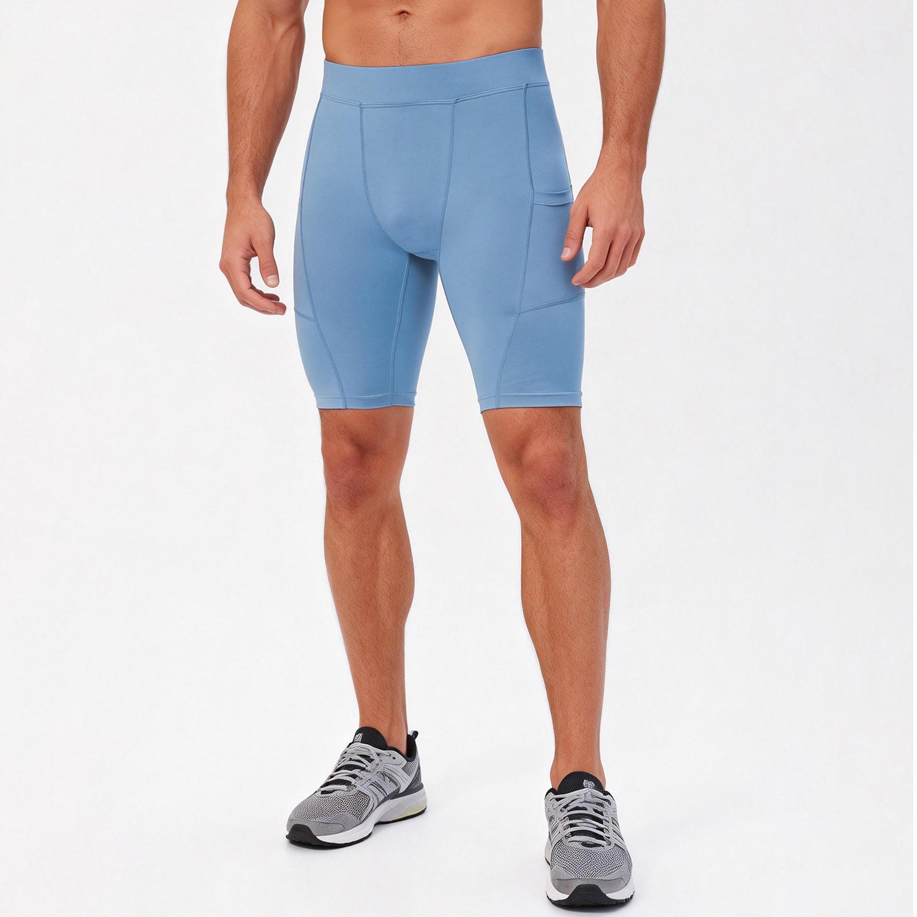 YOUNAXIN Heren Trainen Tights Hardloopbroekjes Fitness Sneldrogend Compressiebroeken L blauw