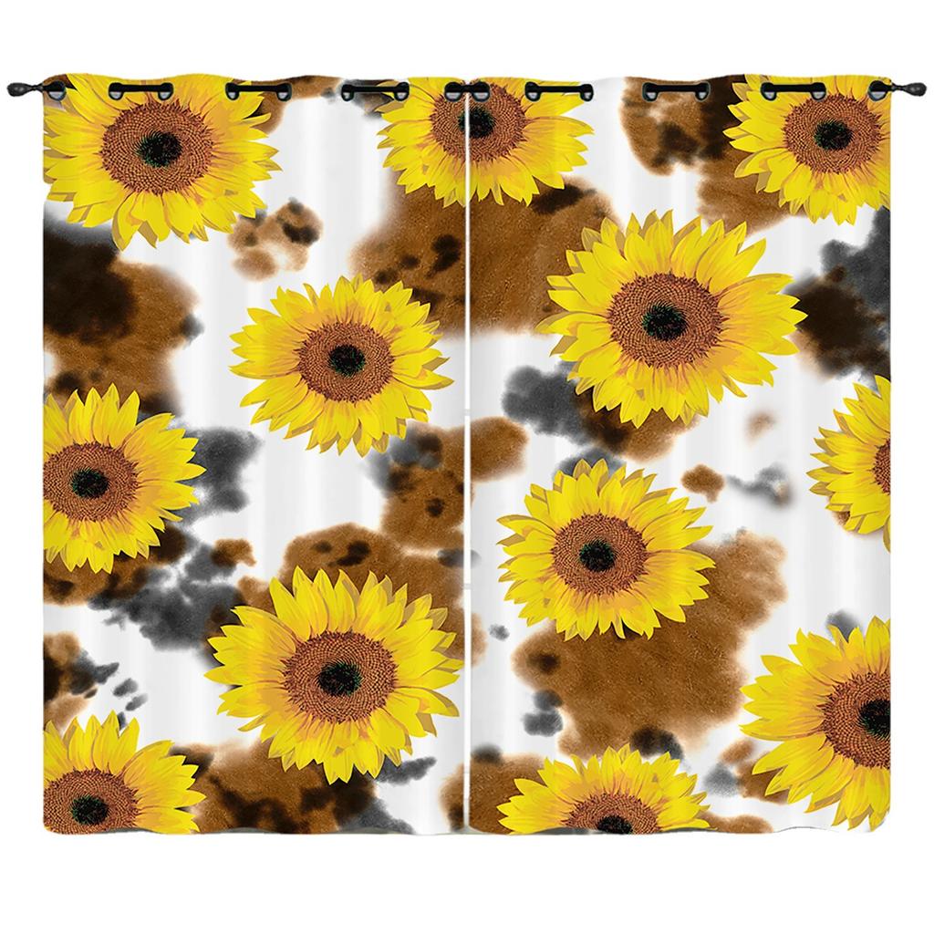 Curtain Rugby Sunflower 3D Digital Printing Blackout Curtain Punching