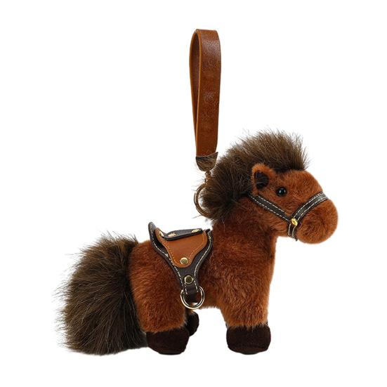 Year of The Horse Plush Keychain Soft Mini Pony with Saddle Cute Bag Charm Car Decoration Gift for 2026 Lunar New Year & Animal Lovers