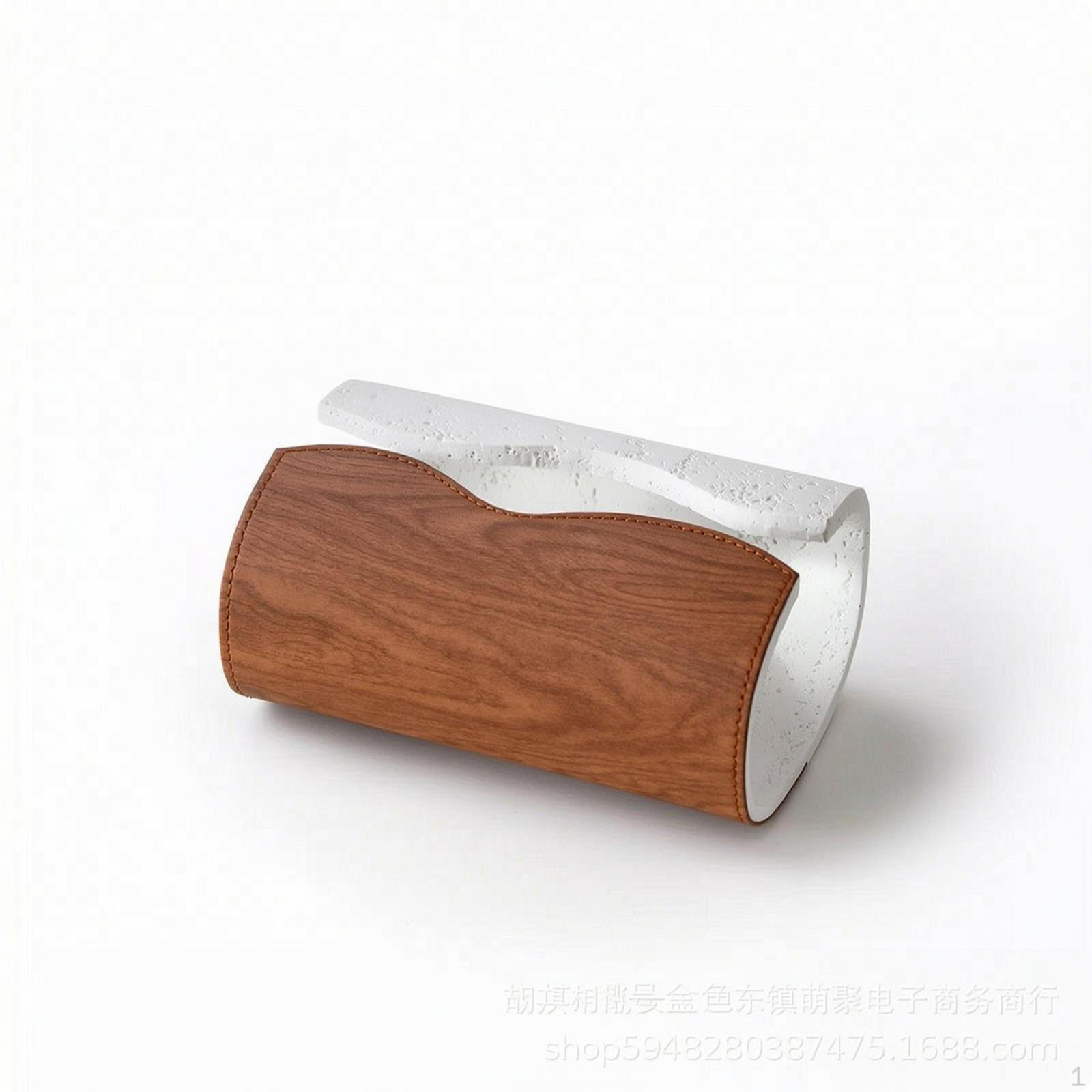 Tissue Box PebblefinishedTextured with Wood Grain Cylindrical for Homeowners, Decorators,