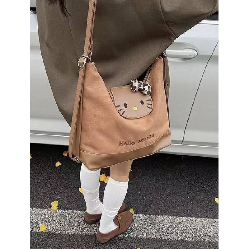 Zaino Cartone Animato Coreano Vintage Hello Kitty in Materiale PU ad Alta Capacità per Uso Quotidiano