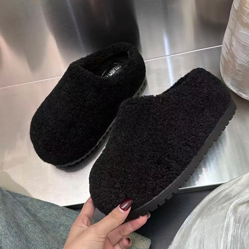 Winter Slippers for Women Plush Warm Cotton Slipper Leopard Design Platform Slides Winter Casual Mules Slides Lady Cotton Slides