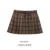 Kaslead New Arrival Women's Clothing Fashion Style Fashion All-Match Gingham Wide Pleated Mini Skirt 2180503
