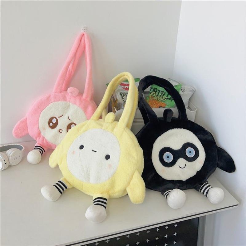 Cartoon Cute Portable Plush Egg Bag Women's New Fashion Trend Tote Bag Student Large-capacity Shoulder Bag