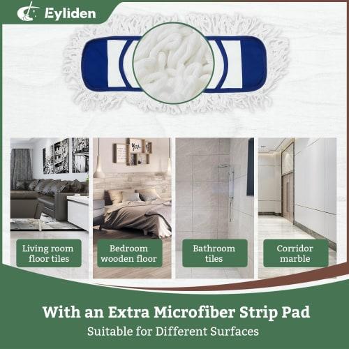 Eyliden Dust Mop with Two Reusable Washable Pads - One-Touch Replacement, Adjustable Height Handle, Wet & Dry Mop for Floor Cleaning, Hardwood, Lamina