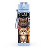 1PC Crazy Cat Lady Multi Cat Print 750ml Color Plastic Sports Water Bottle Leakproof Flip Straw Lid Suitable for Sports Office Home Use