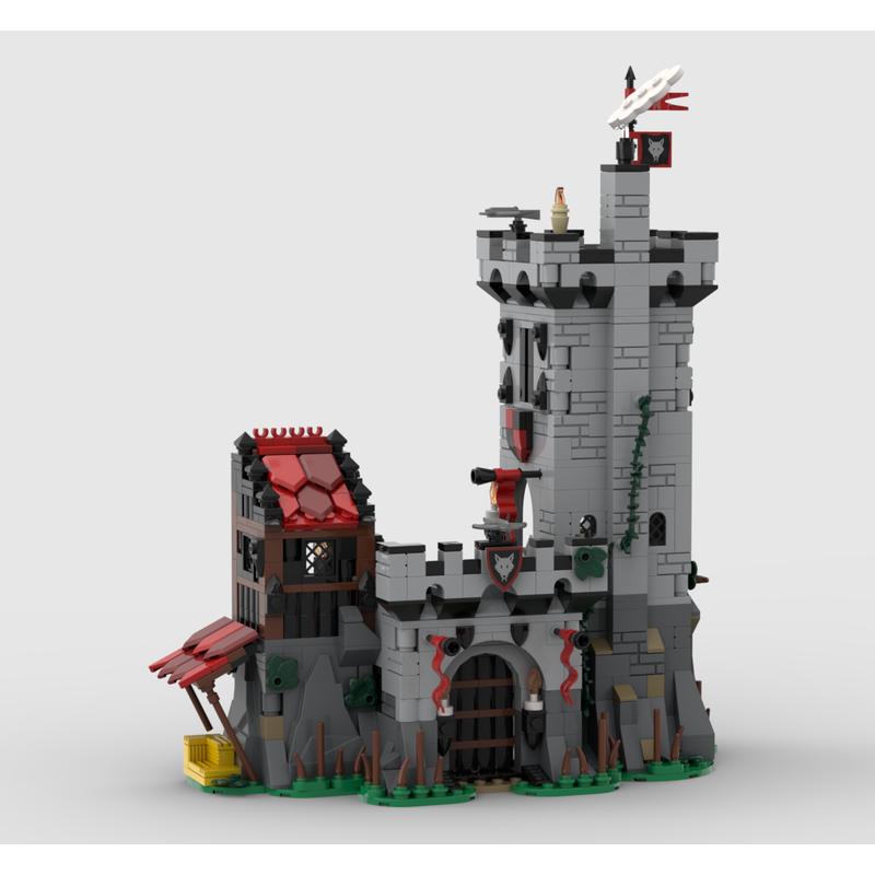 877PCS New MOC Building Model Medieval Wolf Outpost Castle DIY Creative Educational Children's Building Blocks Gift