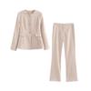 2024 Autumn Women's European & American Style Slim Fit Suit: Flap Jacket & Mid-Waist Straight Pants Set