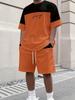 Summer T-Shirt Men's Running Athletic Outfit Two-Piece Set Crew Neck Short Sleeve Top & Shorts Men's Plus Size T-Shirt