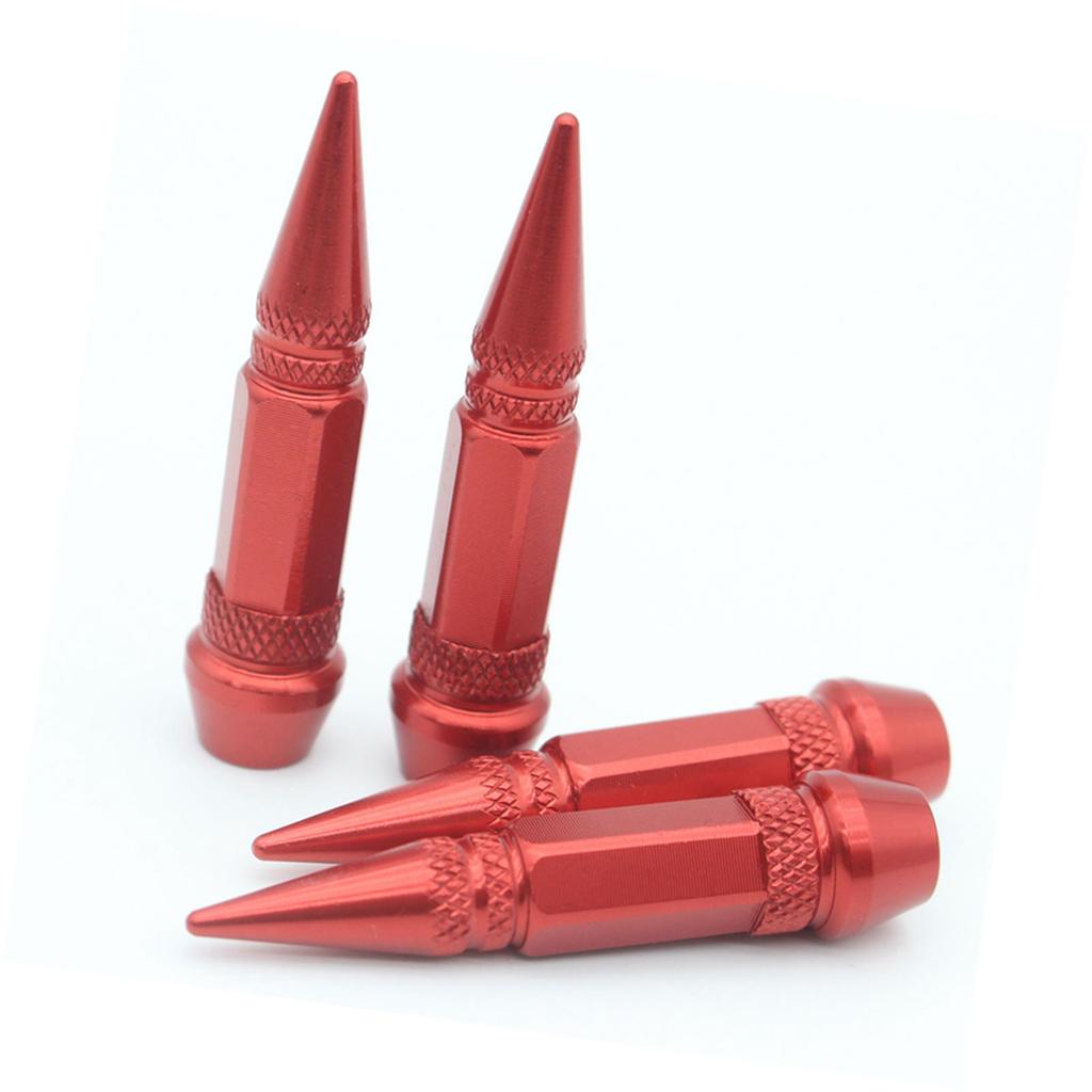4 Stück 60mm Reifenventilkappen Edelstahl Spitze Rad Reifenventil Schaftabdeckung für Auto Motorräder Fahrräder Rot