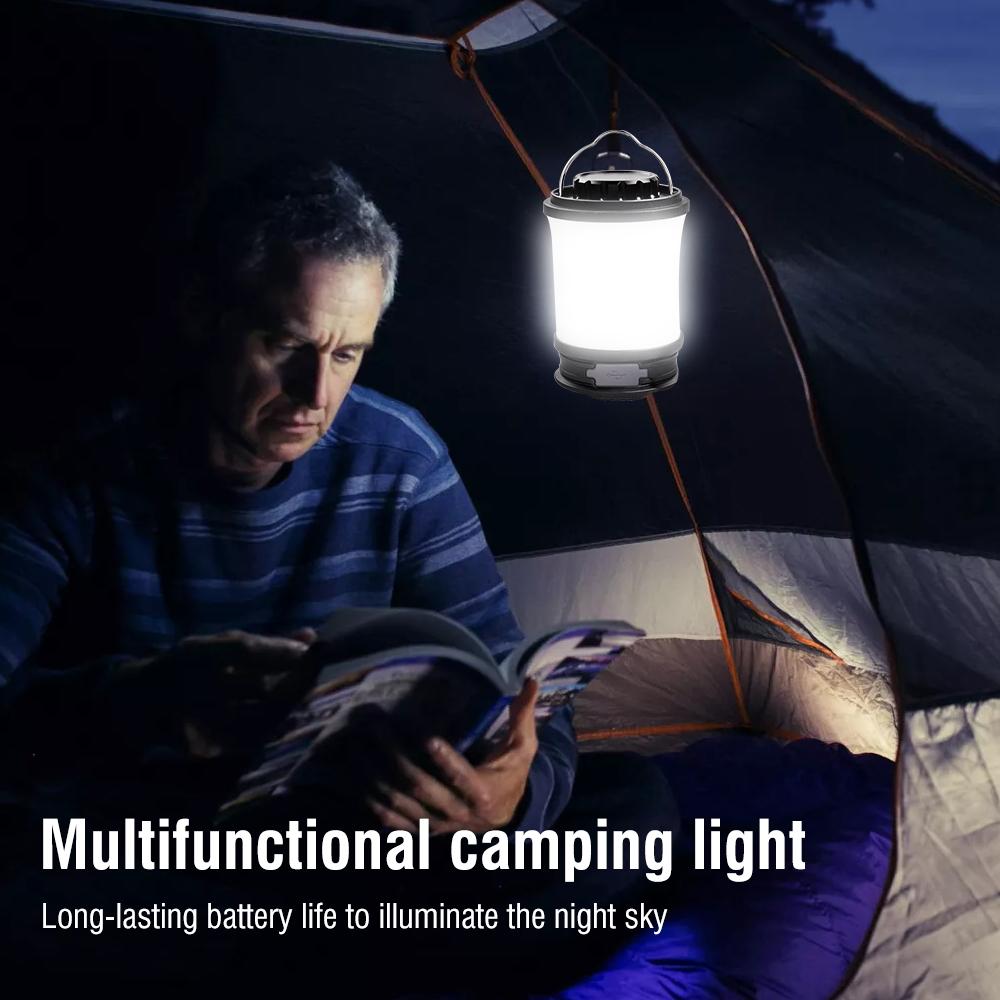 BORUiT 2835 SMD LED Camping Light USB Rechargeable Portable Tent Lamp Waterproof Power Bank Emergency Lanterns Outdoor Lighting