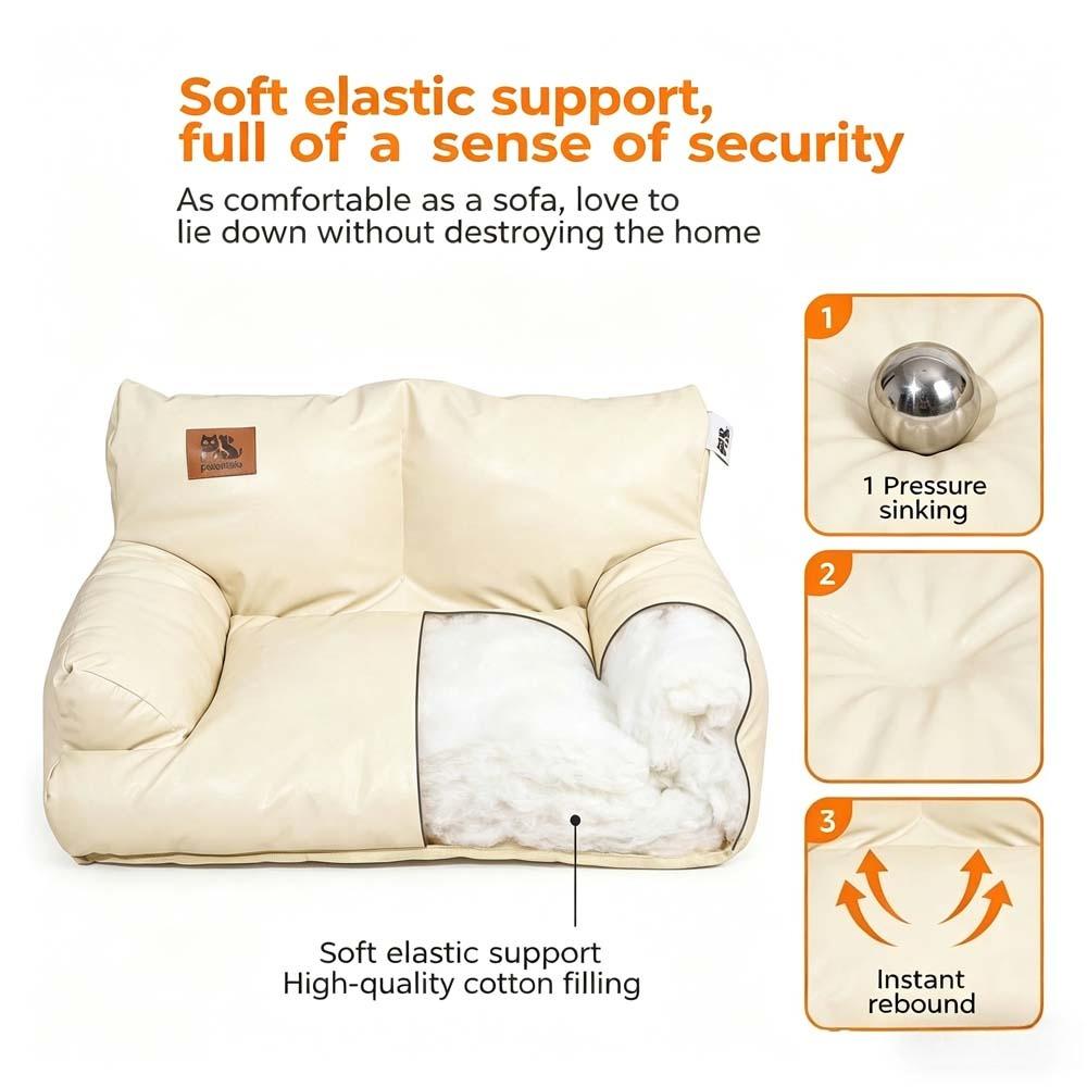 Cool Pet Bed Sofa Waterproof Anti-Scratch Dog Cushion with Pillow Backrest Indoor Pet Couch for Cat Small Medium Dogs Sleeping