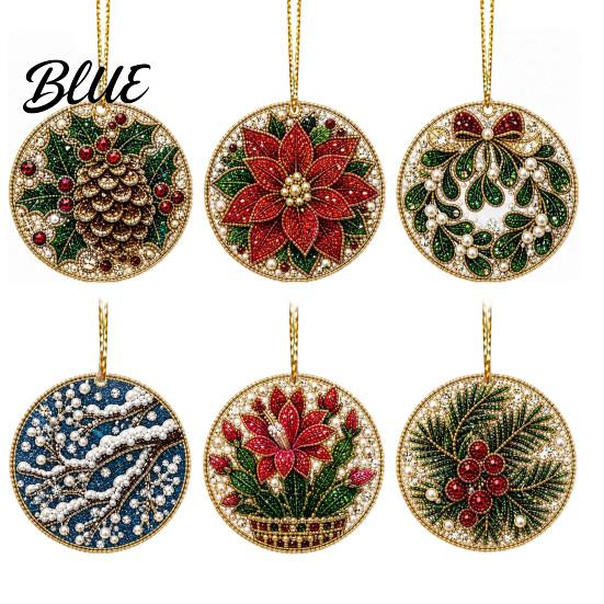 2D Acrylic Santa Flat Holiday Pcs Pearl Christmas Ornaments 6 Art Ornaments Tree Pendant Creative Effect Hanging Decoration for