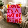 Colorful Love Quote Floral Pop Art Retro Aesthetic Throw Soft Flannel Throw Blanket For Couch Bed Sofa Warm Cozy All Season