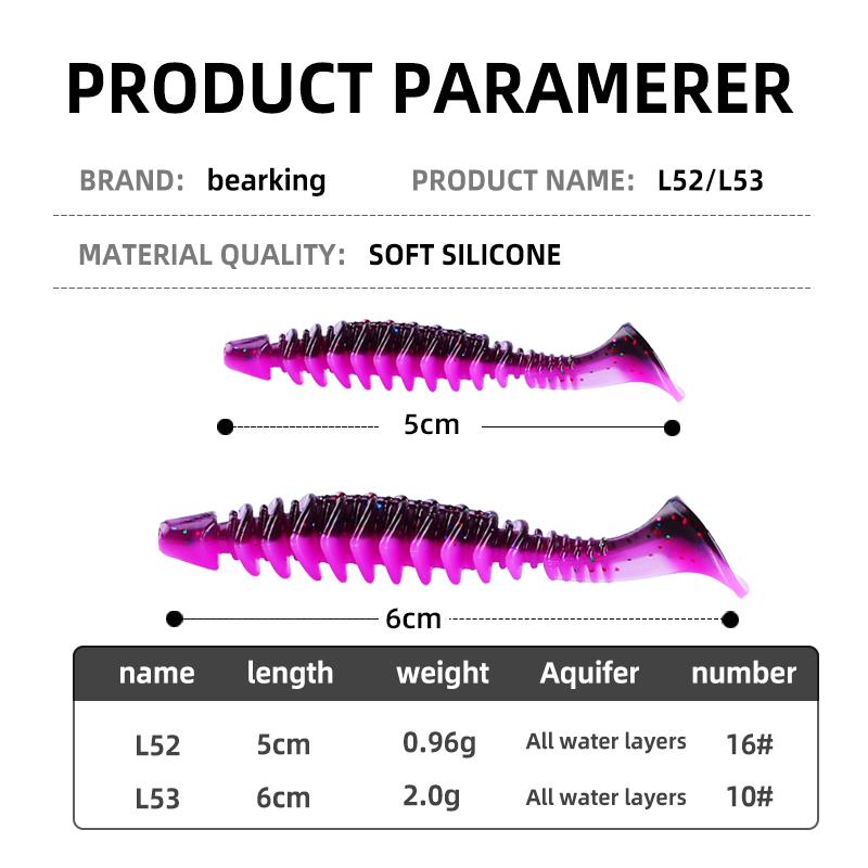 BEARKING New Arrival 50mm 60mm Soft Bait Fishing Lure Artificial Bait Silicone Worm Shad Needfish Saltwater Bass Crappie Grub