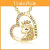 Beautiful Unicorn Themed Necklace And Earring Set With Colorful Heart Pendant