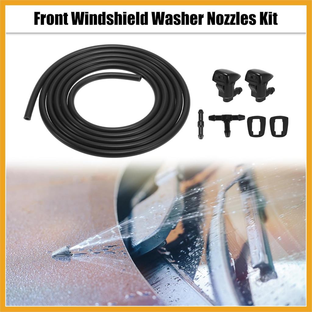 Front Windshield Washer Nozzles Kit for Toyota Solara 2004-2008 2.2 Meters Windshield Washer Hose with 2pcs Connectors Replaces 85381-AE020