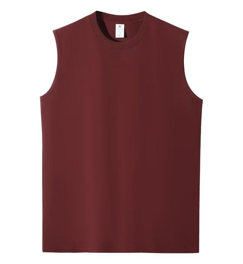 230g Pure Cotton Sleeveless Round Neck Sports Vest - Fitness & Basketball Training Top with Printed Logo.