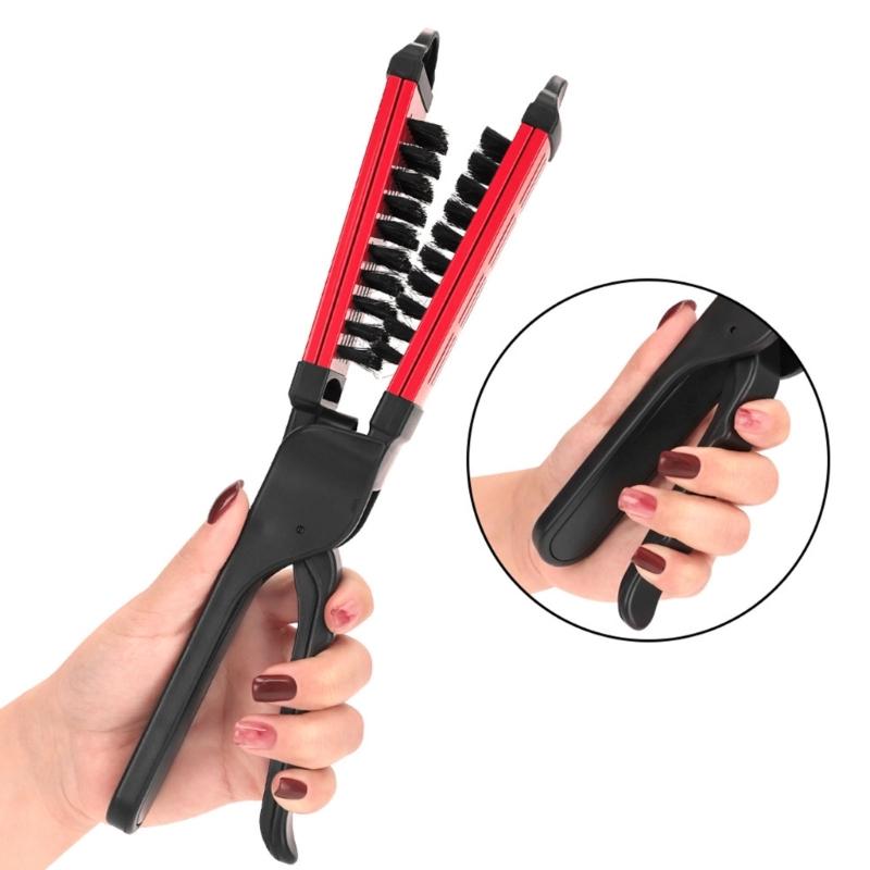 Double Sided Straightening Brush Clamp Hair Brush V-Shape Hair Styling Comb Hairdressing Tool for Home Barber Shop