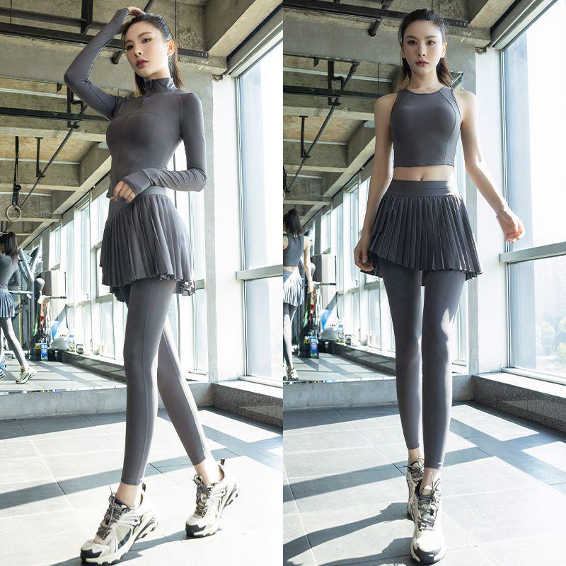 Women's Pleated Skirt & Jacket Quick-Dry Yoga Set