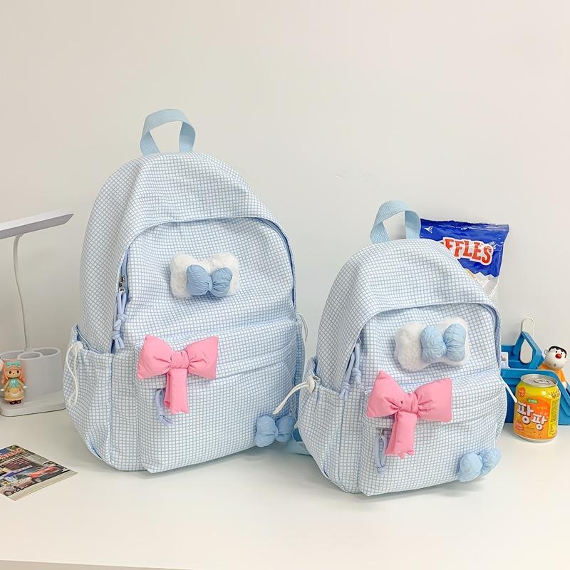 School Bag Autumn New Small Fresh Plaid Primary School Bag Junior High School Cute Girl Contrasting Colors To Reduce the Burden Travel Backpack