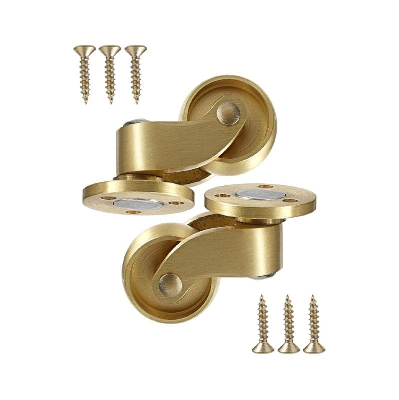 

2Pcs Sturdy Brass Casters Portable Silents Roll Swivels Designs Accessory for Moving Trunks Box Workbenches Cabinets 1