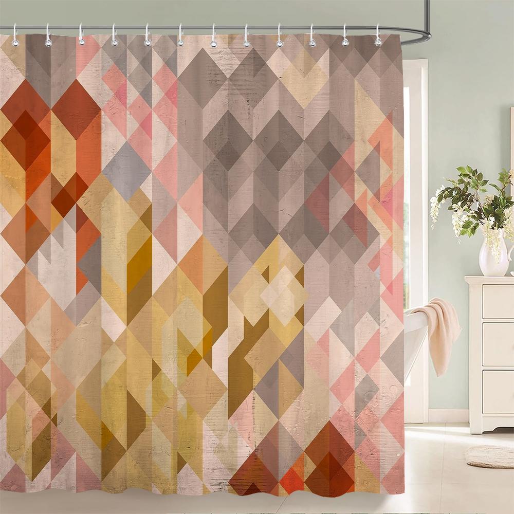 

Ткань с геометрическим узором, водонепроницаемая занавеска для душа, занавеска для ванной комнаты, разноцветные полосы, декор для ванной, ширма для ванной с 12 крючками W90xH180cm