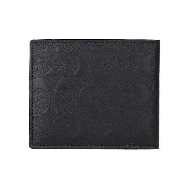 Coach 3 In 1 Wallet With Embossed Print And Detachable Card Holder Men Wallets Black 75371-BLK