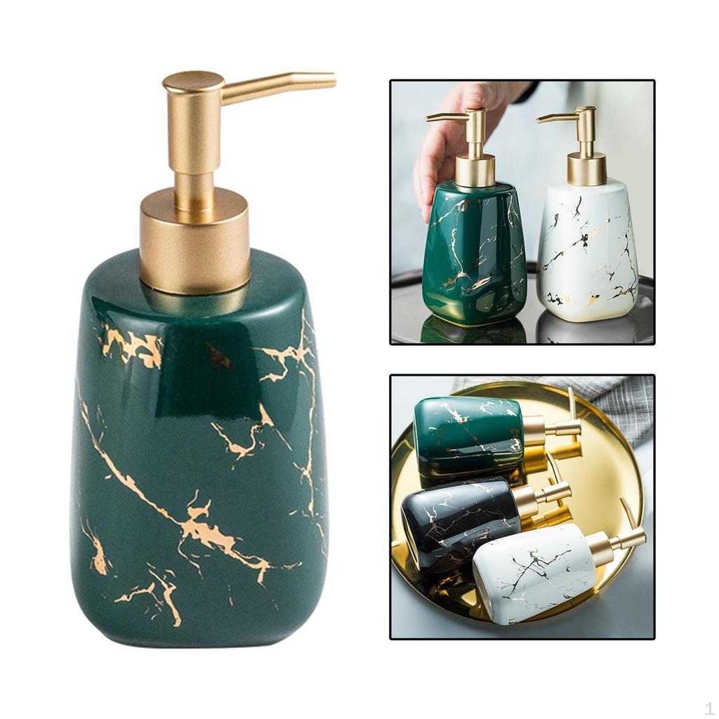 Ceramic Soap Dispenser Bath Lotion Pump Hand Shower Gel Marbling Shampoo Bathroom Kitchen 350ml