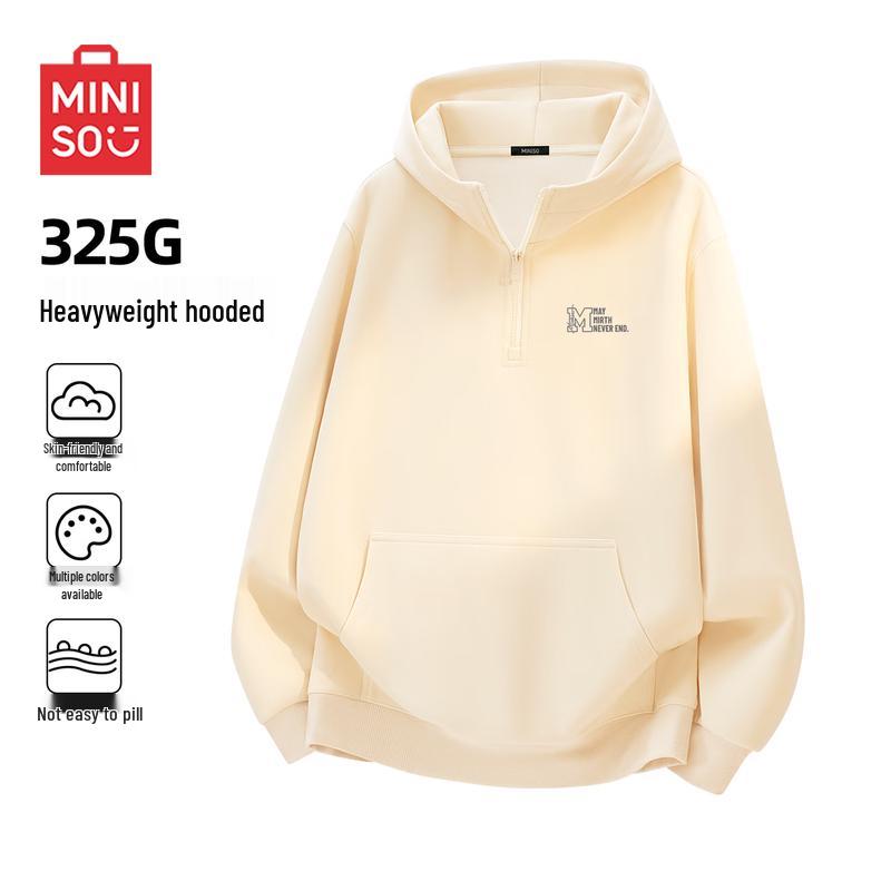 MINISO Men's Retro Half-Zip Hooded Sweatshirt