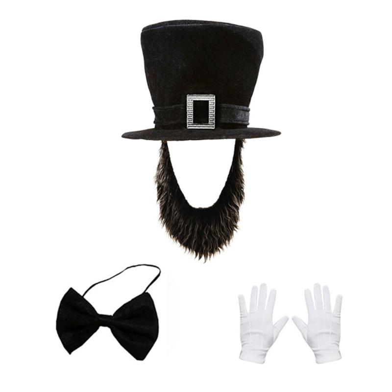 Костюм Авраама Линкольна: набор аксессуаров, патриотический костюм, костюм ко Дню президентов, мужской наряд для Хэллоуина. чёрный