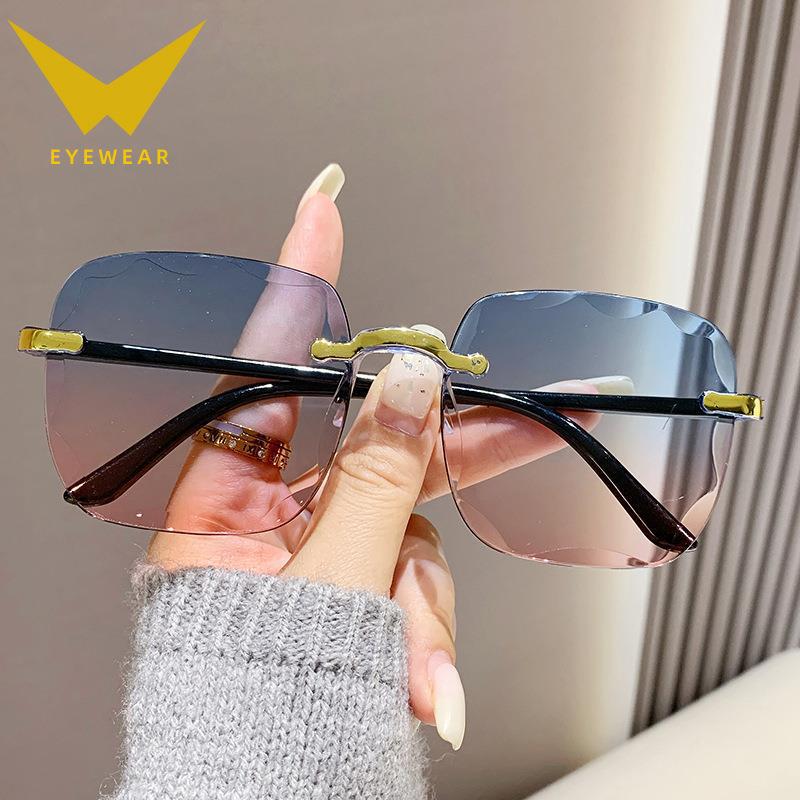 Frameless Trimmed Sunglasses Trendy Sunglasses Women'S I Uv Protection Sunglasses
