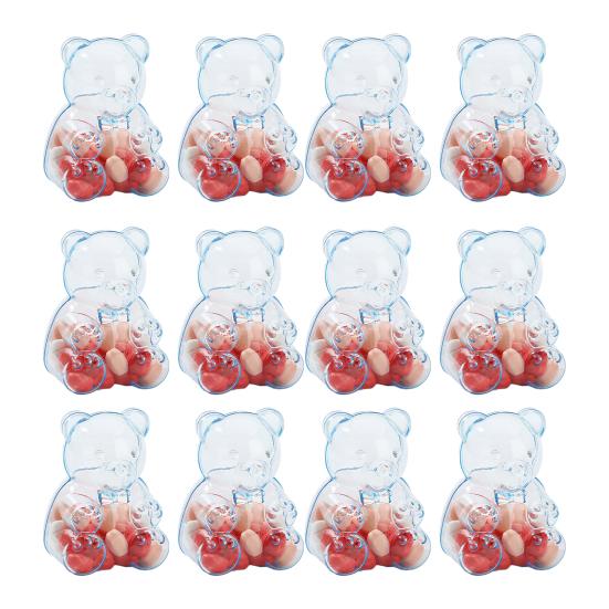 Bear-Shaped Candy Box Large Capacity Clear Plastic Storage Container Reusable Decorative Candy Storage Jar 12pcs светло-синий