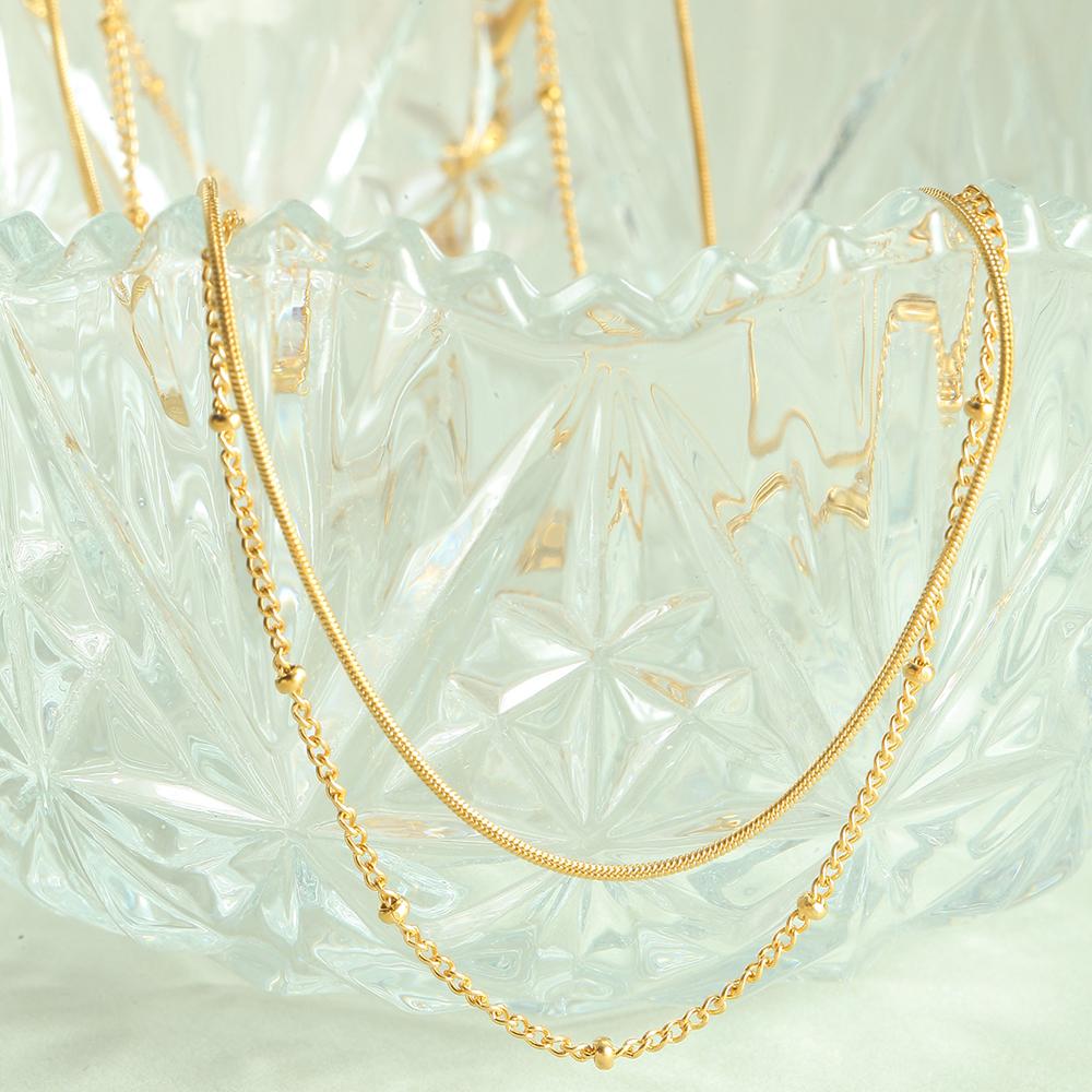 New 2025 Stainless Steel Double Layered Stacking Chain Necklace Women Woman's Choker Jewelry Necklace for Women