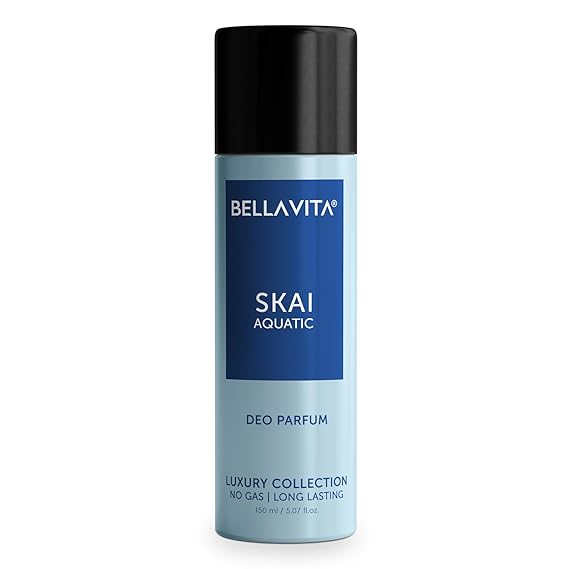 Bella Vita Luxury SKAI AQUATIC No Gas Deodorant Body Perfume for Men with Bergamot, Pineapple, Lavender | 150 ML