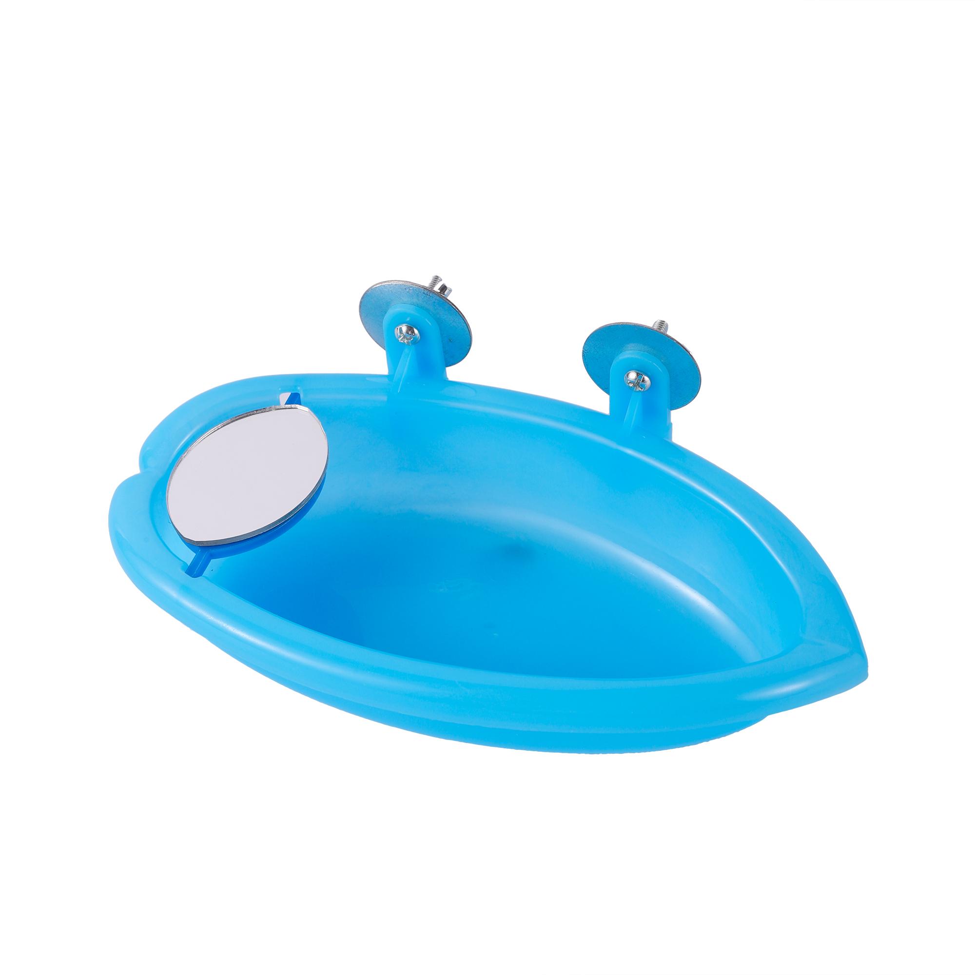 

Parrot Food Tray Multifunction Creative Blue Mirrored Bathtub Animal Cage Standing Wash Shower Box Bird Toys Pet Cleaning Toys синій