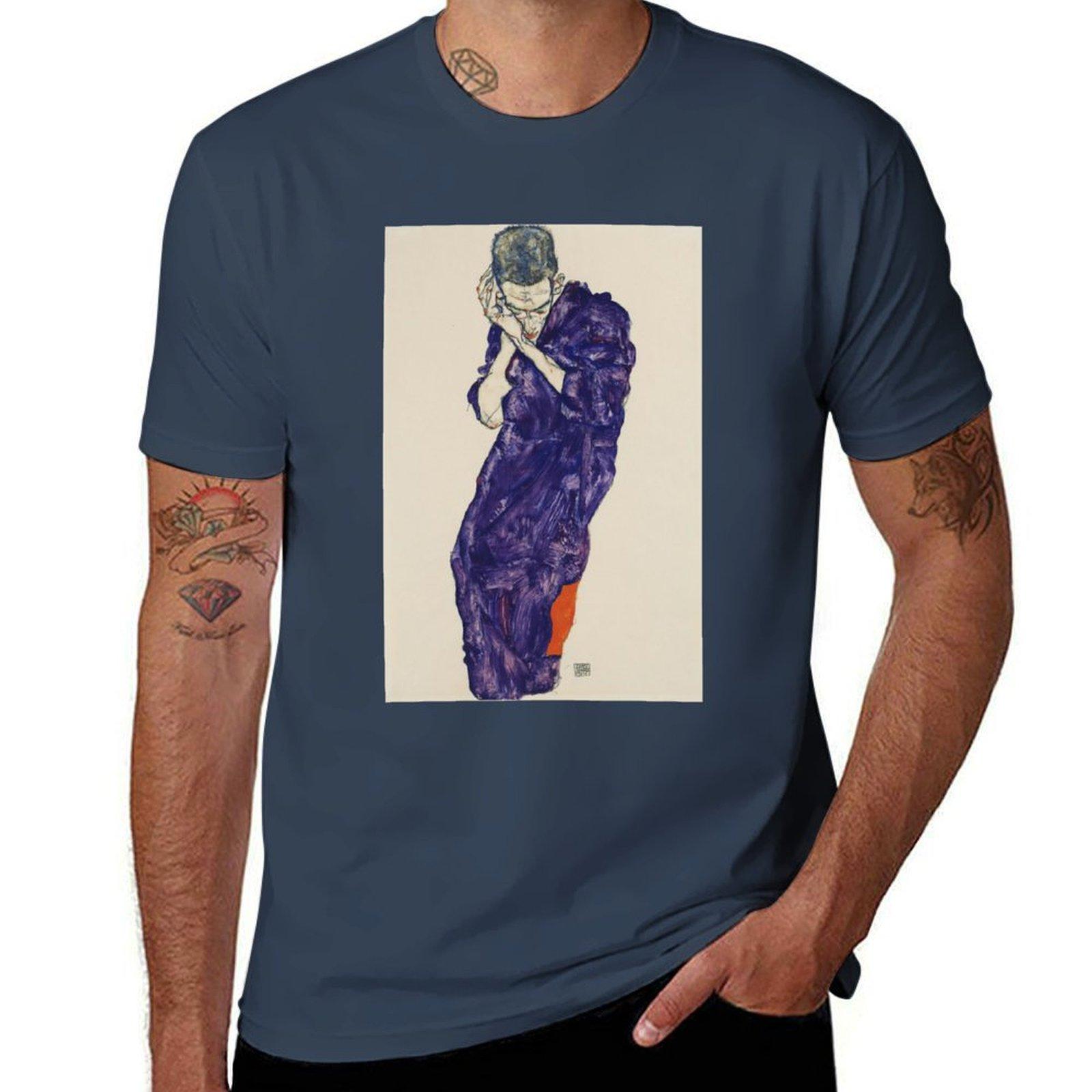 Original Painting By Egon Schiele 1890 1918 Egon Schiele Prints Tshirt Modern Print Casual Tshirt S