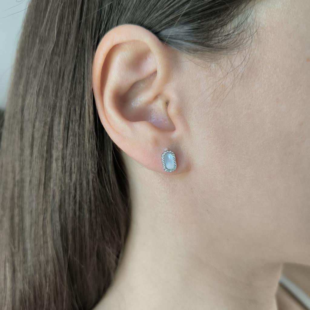 Silver Earrings with Natural Mother-of-pearl, Cubic Zirkonia (2184713)