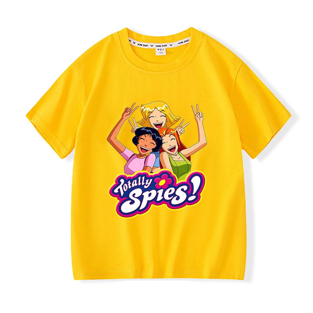 Totally Spies Cartoon Print Children's T-shirt 100%Cotton Tees Streetwear Boys Girls Short Sleeve Casual Kids Top Summer Toddler