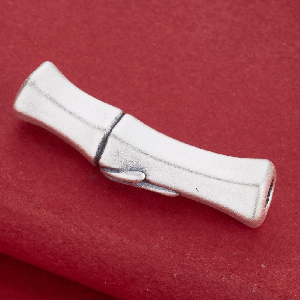 S999 Sterling Silver Bamboo Joint Bent Tube Beads for DIY Bracelets