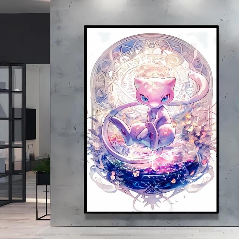 Modern and Stylish Pokemon Mew Decorative Paintings with Bright and Long Lasting Colors Adding A Touch of Brightness To Wall